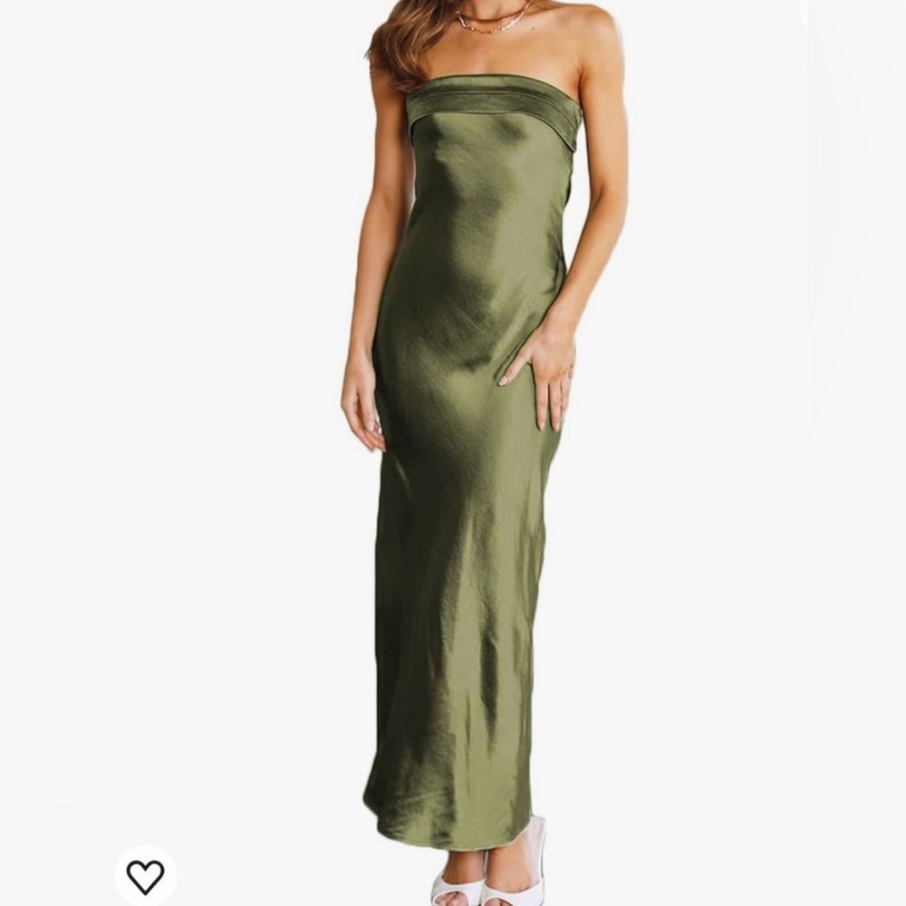 Silk Strapless Green Dress